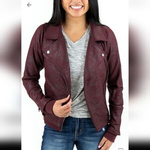 Grace & Lace Move Free Leather Like moto Jacket